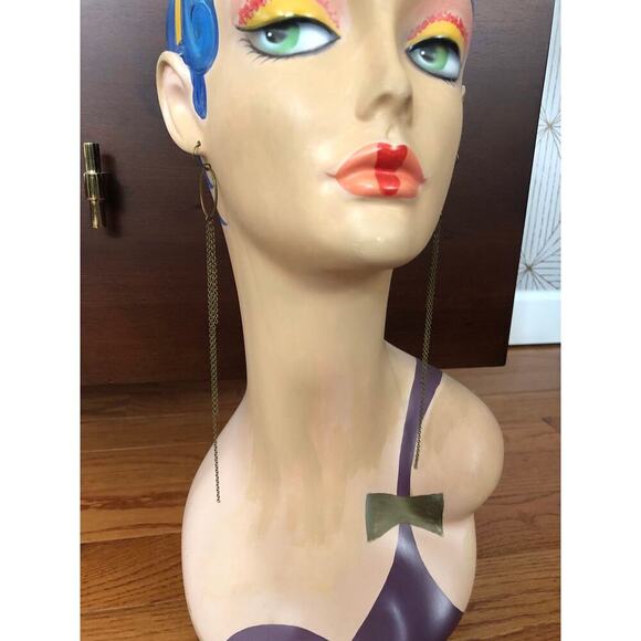 Artisan Handmade Antique Brass extra long shoulder duster earrings - Picture 10 of 10